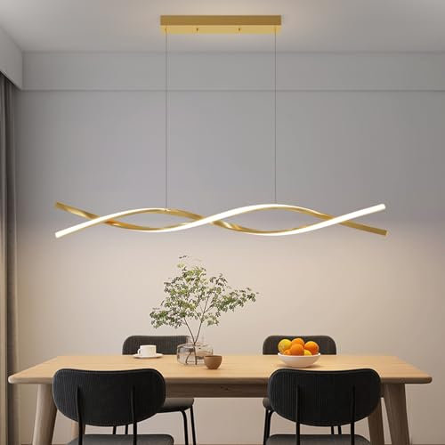 Mikeru 120CM Dimmbare Hängende Pendelleuchte, Dining LED Kronleuchter mit 3 Farbtemperaturen (3000K Warmweißes/4500K Neutrales/6000K Kaltweißes) & Memory-Funktion Lineare Pendelleuchten for Wohnzimmer