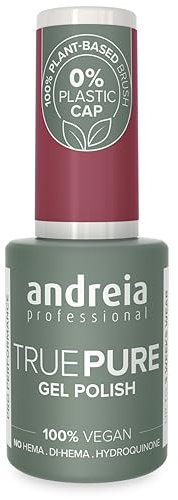 Andreia Professional Hema Free Gel Polish - TRUE PURE 21 Free and 100% Vegan for Sensitive Nails - Semi-Permanent UV LED Soak Off Gel Nail Varnish - Colour T25 Dark Old Pink 10.5ml