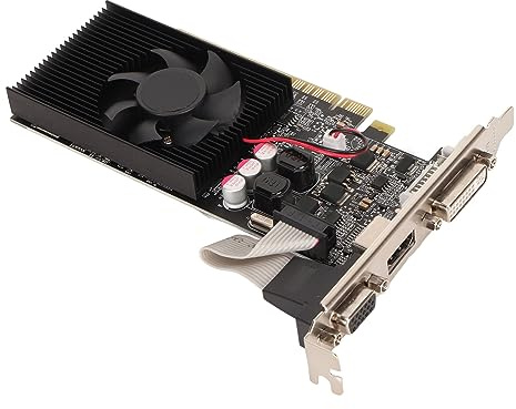 Elprico Tarjeta Gráfica GT730 2GB GDDR3 64bit con Ventilador de Refrigeración, Compatible con Interfaz Multimedia DVI I VGA HD, Tarjeta Gráfica para Juegos para DirectX 11,10, Vista,