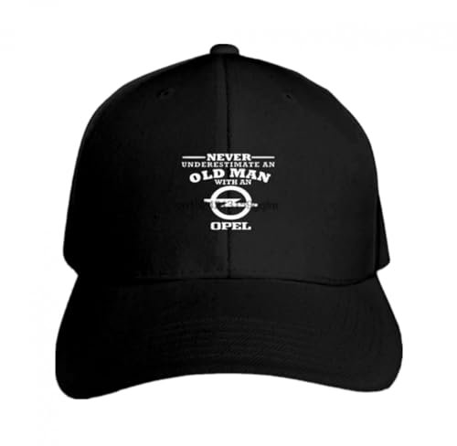 NESLIN Basecap Unterschätzen Sie Niemals einen Alten Mann Opel Grafik Logo Sommer Cool Klassische Snapback-Mütze Spitzer Outdoor-Sport Hüte für Hip-Hop-Liebhaber Weihnachten Geburtstag Geschenk