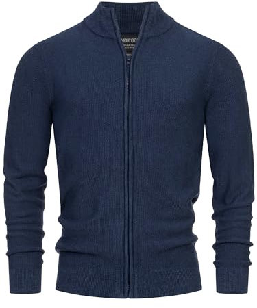 Indicode Herren INWestmoon Strickjacke mit Stehkragen | Fein-Strick Cardigan aus Baumwollgemisch Navy, S