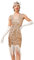 BOFUNX Damen 1920s Pailletten Kleid V-Ausschnitt Knielang Flapper Fransenkleid Gatsby Motto Cocktailkleid Abendkleid Partykleid M
