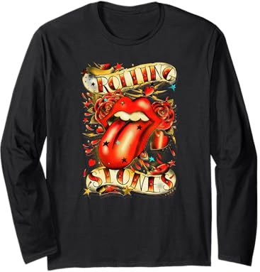 Offizielles Rolling Stones Old School Rose Tattoo Langarmshirt