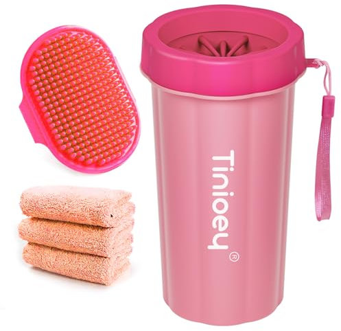 Tinioey Dog Paw Cleaner Large | Pet Foot Washer and Care Equipment With 3 Towels and Brush | Accessories for Clean Paws