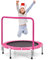 LIFEZEAL Trampoline Pliable φ92 cm, Trampoline de Fitness Enfant 3-10 Ans avec Poignée de Sécurité, Cadre Robuste en Acier avec Charge de 150 kg, Intérieur et Extérieur (Rose+Noir)