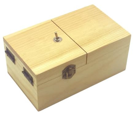 Desikixudy B Useless Box mit ÜBerraschungen, Useless Box, Komplett Zusammengebautes Spielzeug für Erwachsene und Kinder, Holzfarbe