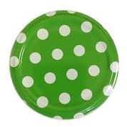 10 X JAM JAR CAP LIDS TWIST OFF/ 82mm. IDEAL FOR ANY TYPE OF PRESERVES,HONEY,JAM,MARMALADE,CHYTNEYS,THE LIDS ARE ACID PROOF, (Pattern Dots Green)