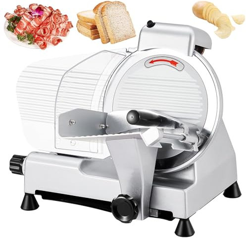 Premium Meat Slicer - Ideal for Deli Cuts and More - 10-inch Blade, 240W Motor, Chromium-Plated Steel, Semi-Auto Design, for Commercial and Home Use.