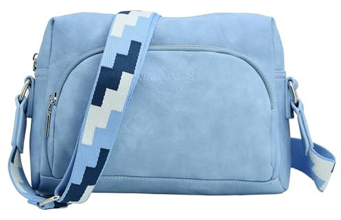 JENNIFER JONES – Modische Damen Umhängetasche – Crossbody Bag mit gewebtem Schultergurt - Hellblau