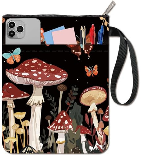 craspire Pilz Buchhülle Schmetterlings Buchumschläge Mond Buchschutz Für Taschenbücher Waschbarer Buchumschlag Aus Stoff Mit Reißverschluss Und Zusätzlicher Ärmeltasche Für Buchliebhaber Geschenke