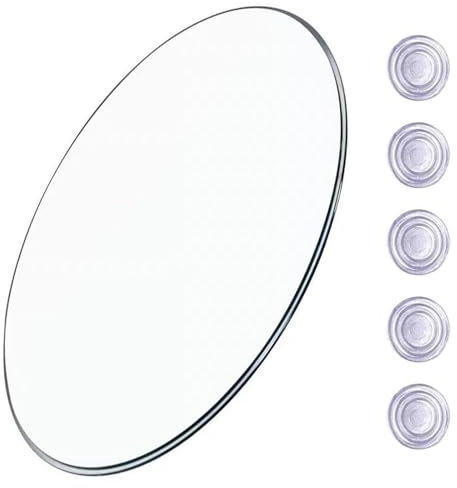 BVDHASDBT Plateau rond en verre transparent, diamètre 380–500–800 mm, verre trempé adapté pour la maison, la cuisine, la salle à manger (42 cm)