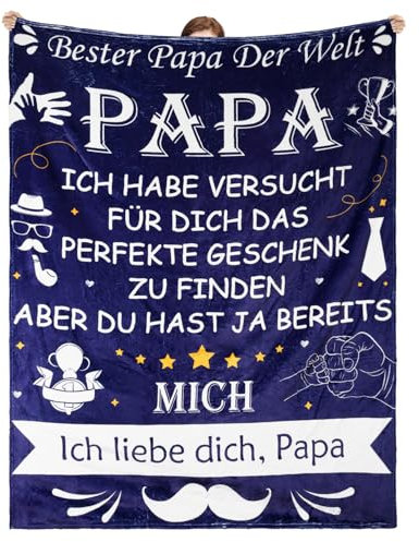 Vatertagsgeschenk für Papa von Tochter Sohn, Weiche Decke Die Besten Papa Geschenk zum Geburtstag Vatertag Weihnachten, Personalisierte Geschenke Decke 1.4 * 1.8 M