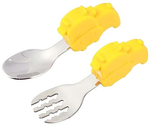 VICASKY 1 Juego De Tenedor Y Cuchara Cuchara De Aprendizaje Para Bebé Cucharas Para Niños Pequeños Utensilio Tenedor Para Bebé Primera Cuchara Para Bebé Cuchara De Dibujos Animados