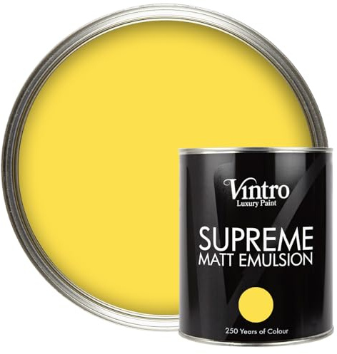 Vintro | Luxury Matt Emulsion | Highlighter Yellow | Smooth Chalky Finish | Multi Surface Paint | for Walls, Ceilings, Wood and Metal | 1L (Highlighter Yellow - Yellow Maiden, 1L)
