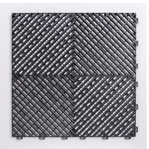 OZLCUA Vented Modular Interlocking Plastic Garage Floor Tiles Interlocking PVC Garage Floor Plastic Flooring Mats For Car Wash/Car Show/Workshop Interlocking Cushion(Black)