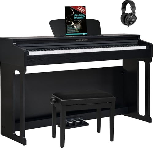 Classic Cantabile DP-220 SM E-Piano Set - Digital Piano 88 gewichtete Tasten mit Hammermechanik - Inklusive Pianobank, Kopfhörer und Klavierschule - Layer-, Split- und Twinova-Funktion - 3 Pedale
