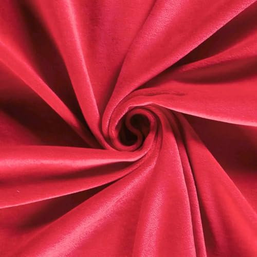 Nicky-Stoff Velour Nicky uni Zuschnitt ab 50 x 150cm Velourstoff Baumwolle Farbwahl, Farbe:015 - himbeerrot