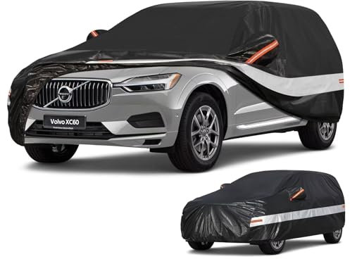 Holthly Autoabdeckung SUV Passend für Volvo XC60(2008-2025) 10 Schichten Vollgarage Auto Abdeckplane 100% Wasserdicht Autoplane Outdoor Autogarage Wasser und Staubschutz,Wind,Regen und UV Schutz