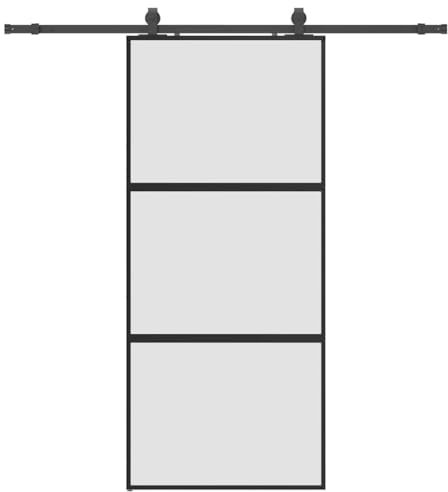 vidaXL Schiebetür mit Beschlag Schwarz 90x205 cm Hartglas