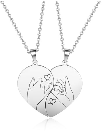 AllerPierce Friendship Necklaces Gifts for 2 Women Girls, Best Friends Matching Heart Necklaces BFF Friendship Jewellery Gift for Women Best Friend Bestie Graduation Birthday Christmas Anniversary
