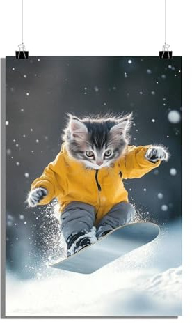 25 Artstreet - Katzenposter - Snowboard-Poster - Krypto-Poster - Sportplakat - Wandposter – Hochwertige Plakat & Kunstdrucke – Ohne Rahmen – Posterästhetik - Papier Material - 30x40cm