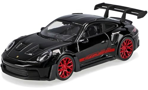Porsche 911 992 GT3 RS Coupe Schwarz mit Rot Neue Generation Ab 2019 Version Ab 2022 1/43 Norev Modell Auto mit individiuellem Wunschkennzeichen