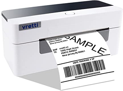 vretti Etikettendrucker 4x6,professionelle Versandetiketten für DHL, UPS, FedEx, GLS, Ohne Tinte, Energieeffizient, Unterstützt Shopify, Amazon, Ebay, kompatibel mit Windows/Mac/Chrome