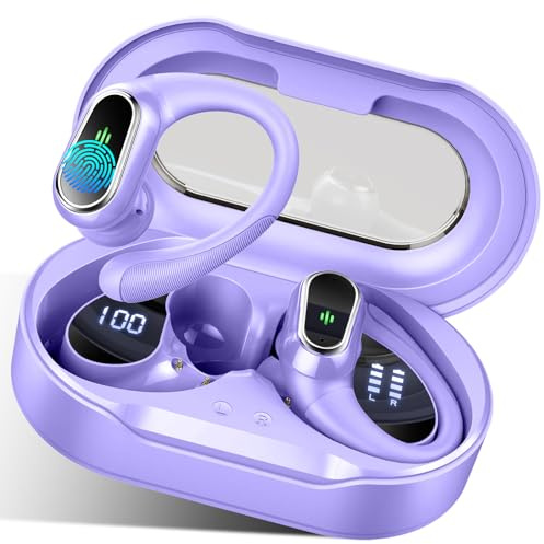 Wireless Earbuds, Bluetooth 5.4 Headphones Sport with 4 ENC Noise Cancelling Mic, 50H Wireless Headphones with Earhooks HiFi Stereo Deep Bass, IP7 Waterproof Bluetooth Earphones for Sport/Gym/Running
