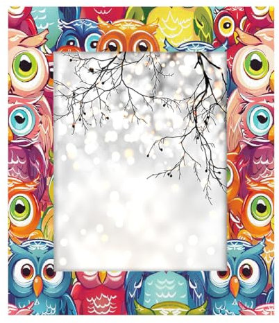 Mexpekil Bilderrahmen für Wandbehang und Tischplatte, 20 x 25 cm, bunt, niedliche Eule, Holz-Bilderrahmen, Heimdekoration, Geschenk, 25,4 x 20,3 cm