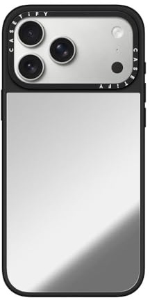 CASETiFY Spiegel iPhone 17 Pro Max Hülle [Reflektiert/MagSafe-kompatibel/Schutz vor Stürzen aus 1,5 m] - Silver On Black