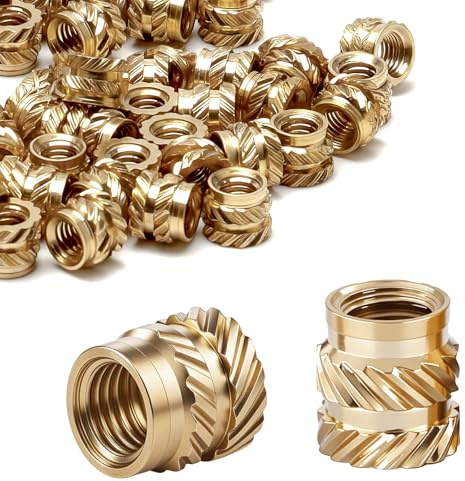 KQDRAVINE 100 Pezzi di Inserti Filettati M3 in Ottone, M3x4x5 mm Dadi a Pressione, Filettatura a Fusione, Dadi a Fusione per Accessori per Stampanti 3D