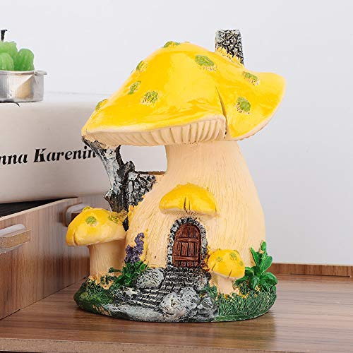 Haofy Pilz-Feenhaus, Handgefertigte Gartendekoration aus Kunstharz, Niedliche Miniatur für Rasen und Terrasse