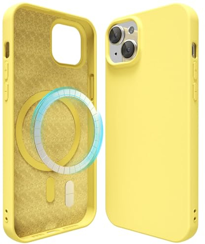 oakxco Silicone Case for iPhone 13 Mini/ 12 Mini Compatible with Magsafe Magnetic Wireless Charging, Slim Thin Soft Rubber Gel with Magnet, Matte TPU Mag Cover for Women Men, Yellow
