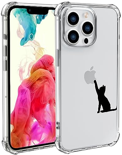 Wihytec Black Cat Phone Case for iPhone 16 PRO Cat Case Cover Clear Phone Case w/Four Corner Reinforced Shockproof Girly Women Phone Cover Transparent