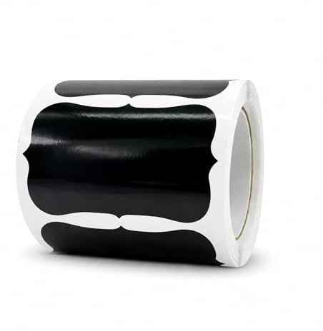 PARENCE - Étiquettes Autocollantes pour Bocaux – Lot de 120 Étiquettes Noires 55x35 mm – Organisation Cuisine, Épices et Conserves