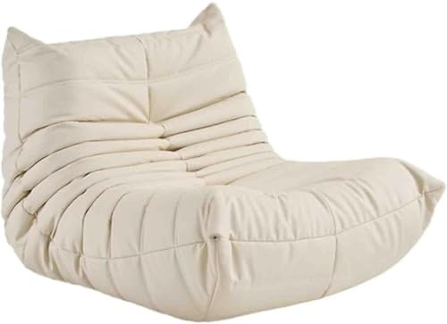 SANTUO Togo Sofa, lässiges Faules Sofa Schlafzimmer Wohnzimmer kann Sich hinlegen und schlafen, Einzelsessel, NAPA-Leder verschleißfest und Kratzfest（Weiß，103X88X70CM）