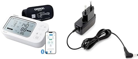 OMRON X7 Smart AFib Oberarm-Blutdruckmessgerät, Vorhofflimmern Erkennung, 2 Benutzer, Intelli Wrap Manschette 22-42cm + OMRON Netzteil Universal (HHP-CM01 Adapter)