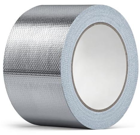 wordmouk 80 mm x 20 m Aluminiumband Glasfaser Hitzeschild Folienband Aluminium Klebeband Hitzebeständig und Selbstklebend Aluminiumfolie Dichtband Isolieren Band