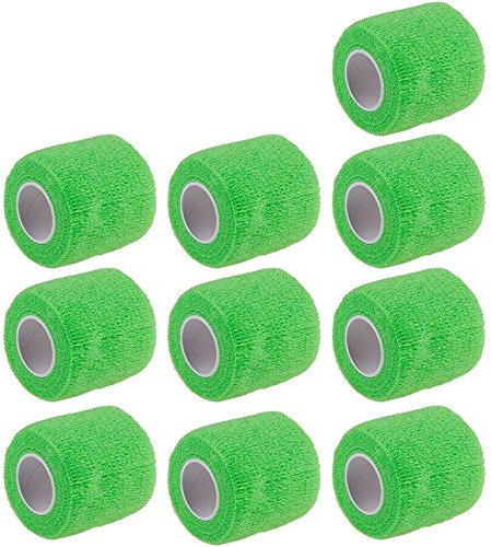 E Support 10Stk Grün Rollen Kohesive Selbsthaftende Bandagen Fingerpflaster Fingerverband Wundverband selbstklebend wasserfest 4.5mx5cm