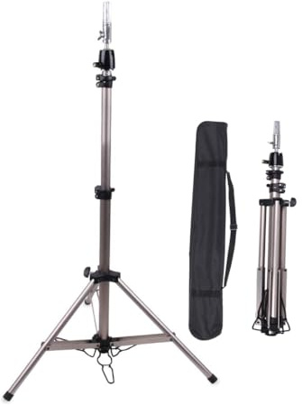 HAIR WAY Mannequin Head Tripod Stand Holder Heavy Duty for Cosmetology, 69inch Adjustable Metal Moving Tripod for Wig-Making, Beauty Hair Salon Styling and Canvas Block Head with Carry Bag Silver