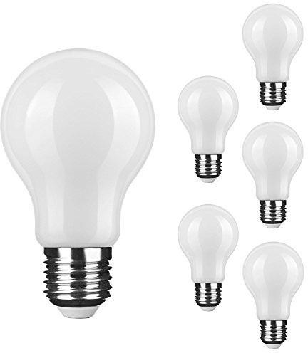 NuLoXx 6er Pack LED Filament Bulb matt/frosted/milky A60 E27 6W/840 4000K kaltweiß/neutralweiß, 760 LM, AC 220-240, 360° Abstrahlwinkel
