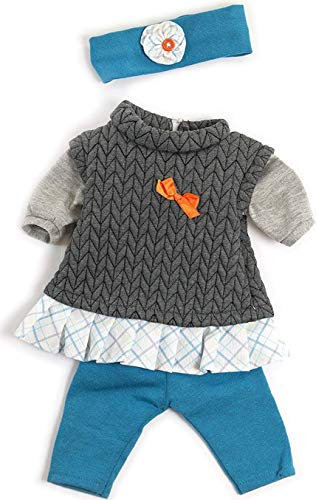 Miniland Conjunto Entretiempo Gris Vestido para muñecos de 40cm, Color, 38-40 cm 31560