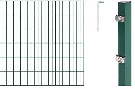 Alberts 649982 Doppelstabmattenzaun als 28 tlg. Zaun-Komplettset | verschiedene Längen und Höhen | grün | Höhe 120 cm | Länge 26 m