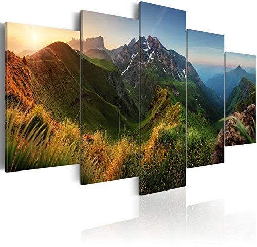 B&D XXL Acrylglasbild Landschaft Gebirge 100x50 cm 5 Teilig Wandbild auf Acryl Glasbilder Kunstdruck Moderne Acrylglas Platte Wanddekoration Geschenke Heimdekoration Glasbild Natur Berge