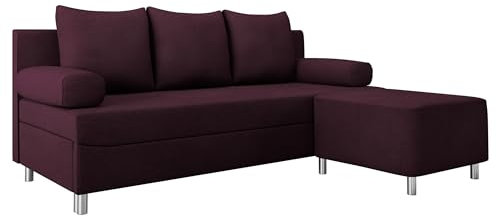 Mirjan24 Schlafsofa Dover, Sofa mit Bettkasten und Schlaffunktion, Bettsofa, Farbauswahl, Schlafcouch mit Chromfüße, Couch, Couchgarnitur (Schlafsofa mit Polsterhocker, Uttario Ve. 2963)