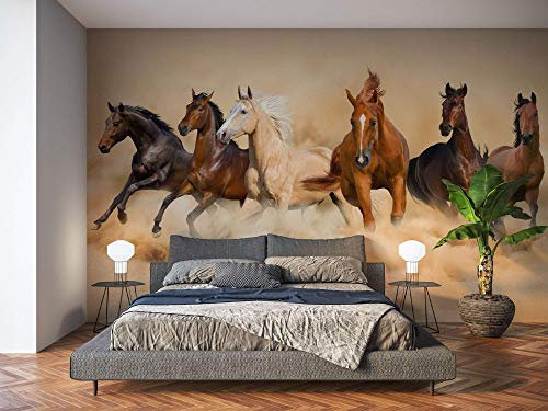 Oedim Fotomural Vinilo para Pared Caballos Corriendo | Mural | Fotomural Vinilo Decorativo |150 x 100 cm | Decoración comedores, Salones, Habitaciones