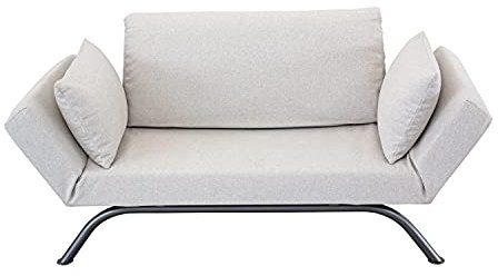 Deshome Smart Schlafsofa, 2-Sitzer, Einzelbett, 80 x 200 cm, verstellbare Armlehnen bis zu 3-Sitzer, wasserabweisender Stoff, abnehmbarer Bezug, Matratze Waterfoam, hergestellt in Italien (cremeweiß)
