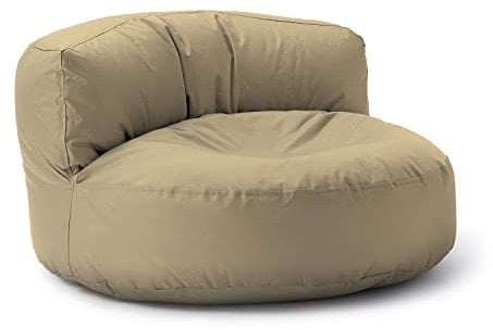 Lumaland Sitzsack Lounge | Sofa-Sitzsack 90 x 50 cm mit Rückenlehne | Indoor & Outdoor Beanbag | Wasserabweisend & Robust | Mit anpassungsfähiger EPS-Füllung | Waschbarer Bezug [Beige]