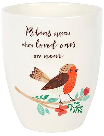 Cheerful Multicolor Garden Robin Ceramic Plant Pot - 13cm x 11cm (1 Pc.) - Stylish Design, Heartwarming Gift - Ideal for Garden Decor