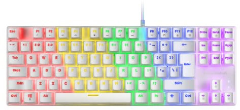 Mars Gaming MK80 Bianco, Tastiera Gaming Meccanica TKL FRGB, Antighosting, Switch Meccanico Marrone, Lingua US